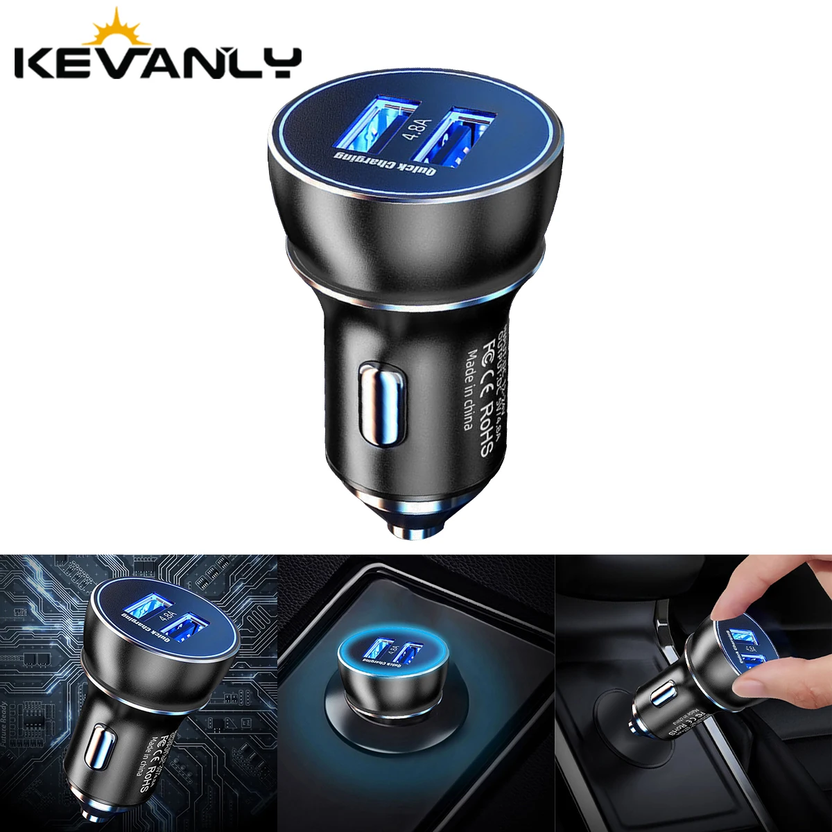 Universal Car USB Dual Port Car Charger Mini Auto Charger DC 12V/24V Super Fast Charge Adapter Mobile Phone Charger