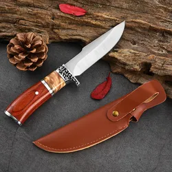 Outdoor Knife Meat Cleaver Hunting Knife High-end Colored Wood Handle Boning Knife Cutting Meat Cutter Kitchen Portable Cutting