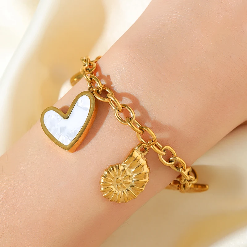 GANPUP 316L Edelstahl Metall Goldfarben Mondperlen Armband Armreif Textur-Schmuck Trendige Handgelenkskette für Frauen Neues Geschenk – Detail 8
