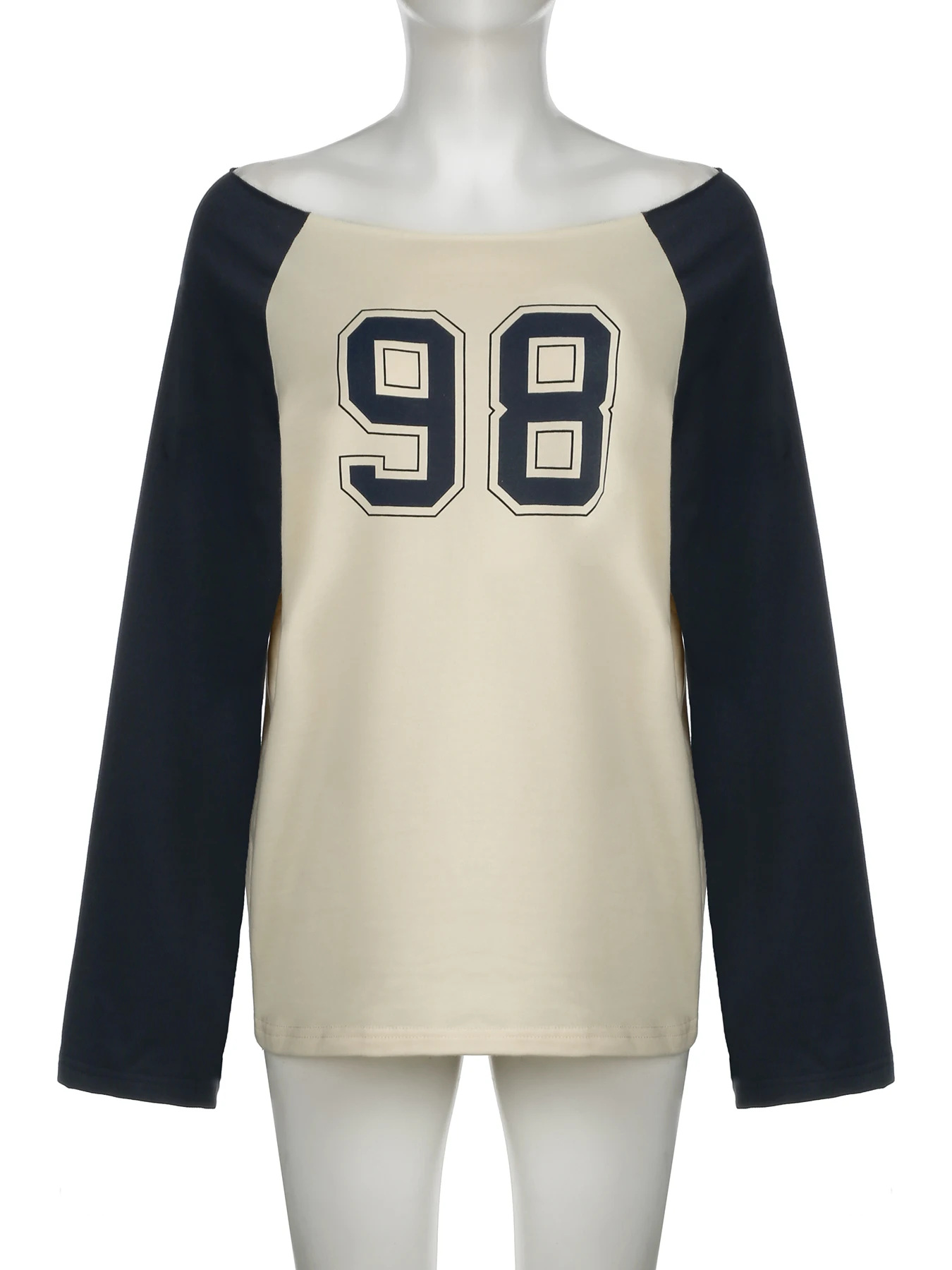 Rockmore Y2K Streetwear Patchwork Digital Print Long Sleeve Autumn Winter Chic Casual Oversized Tops Vintage Fashion Basic Tees