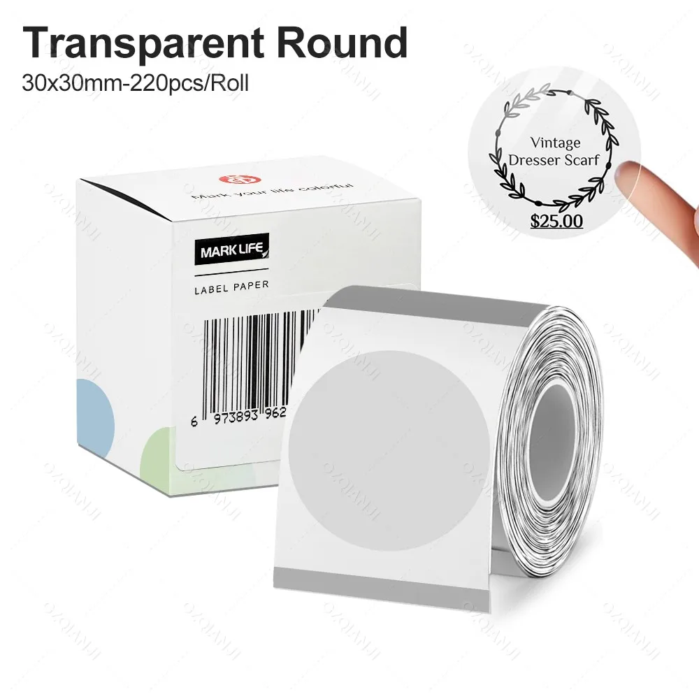 Marklife X2 Transparentes Thermoetikettenpapier, bedruckbar, 30/40 mm Breite, Kleidungsetikett, Warenpreis, Lebensmittel, selbstklebendes Klebeband – Detail 7