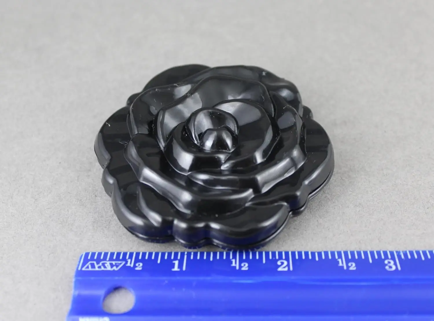 Specchio per il trucco pieghevole a doppia faccia specchio da viaggio compatto in plastica a forma di fiore rosa nera 2.25 pollici di larghezza