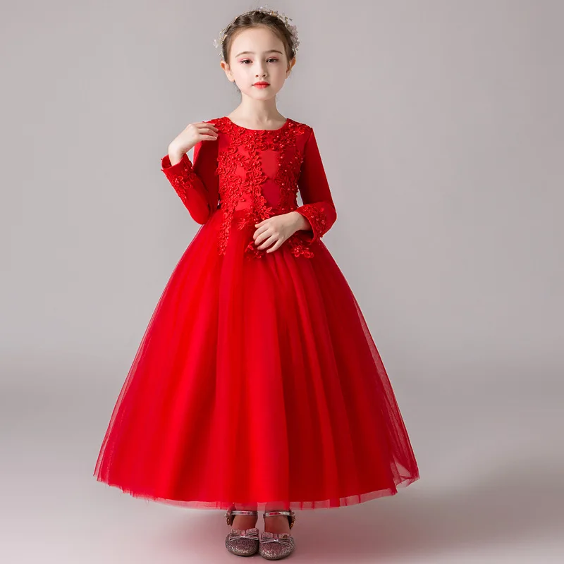 4 8 To 12 14 Years Old Girls Kids Evening Elegant Party Dresses Women Luxury Christening Winter Long White Junior Child Clothing