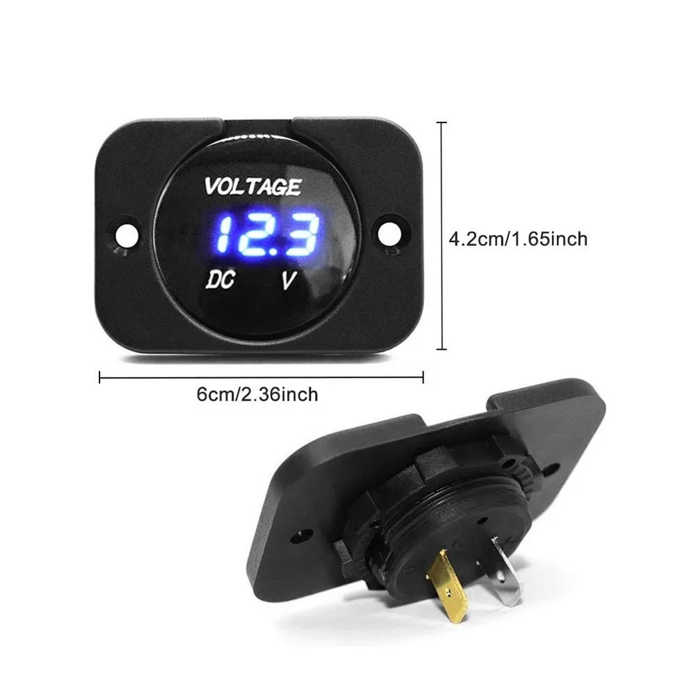 12V 24V DC Digital Battery Monitor with Waterproof Housing and Real-Time LED Readings for Cars Boats RVs Trucks and Motorcycles