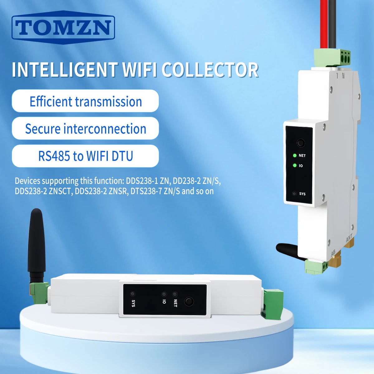 TOMZN Din rail WIFI collector 25PCS RS485 to WIFI DTU smartlife timer modbus remote control Bidirectional kwh energy meter