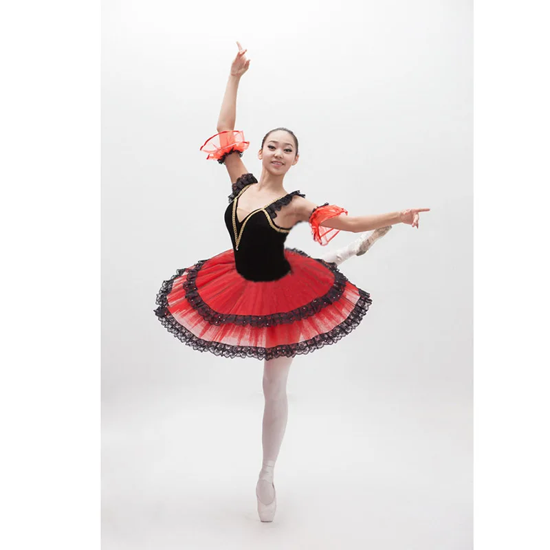 

Black Red Ballet Dance Tutus Customization Adult Girls Ballet Dresses,Don QuixoteTutu Dress Performance Ballet Clothes HB258