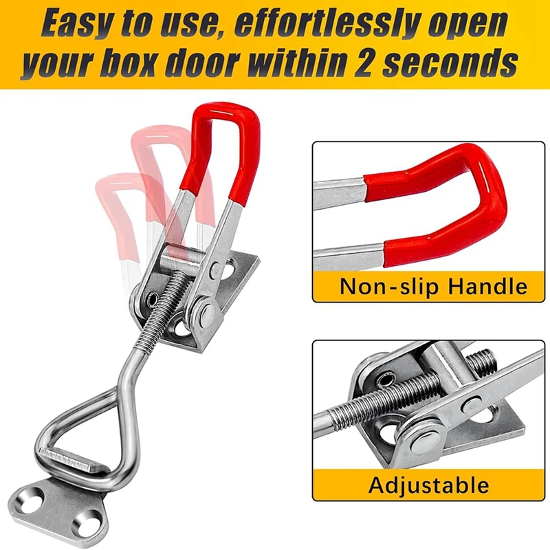 ABVA-4 Pack Toggle Latch Clamp 4001 Adjustable 304 Stainless Steel Toggle Hasp Latches For Smoker Lid Jig Freezer Door