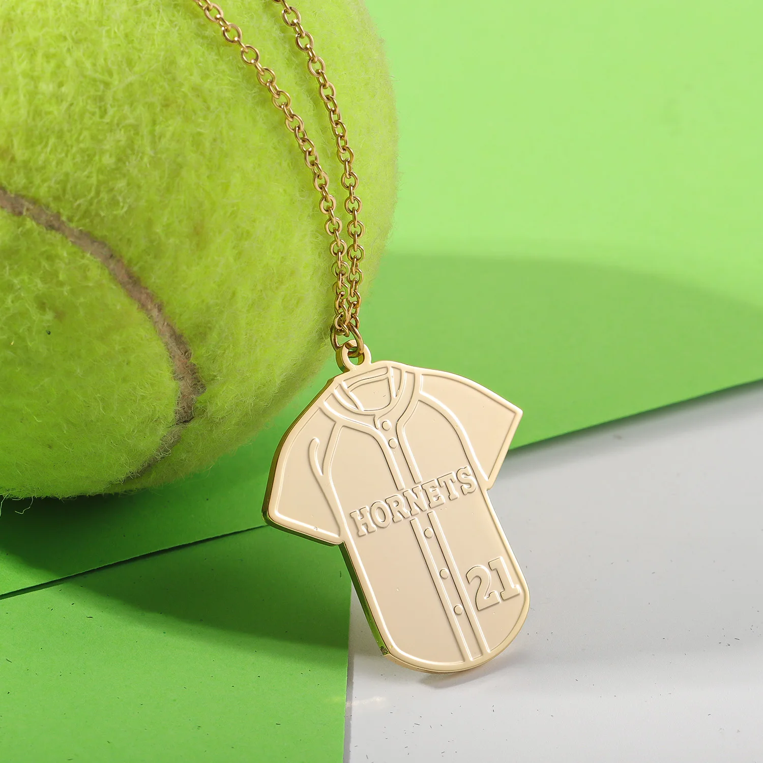 

Custom Baseball Jersey Name And Number Necklace Personalized Jersey Shaped Pendant Plated Chain Jewelry Sports Themed Necklaces