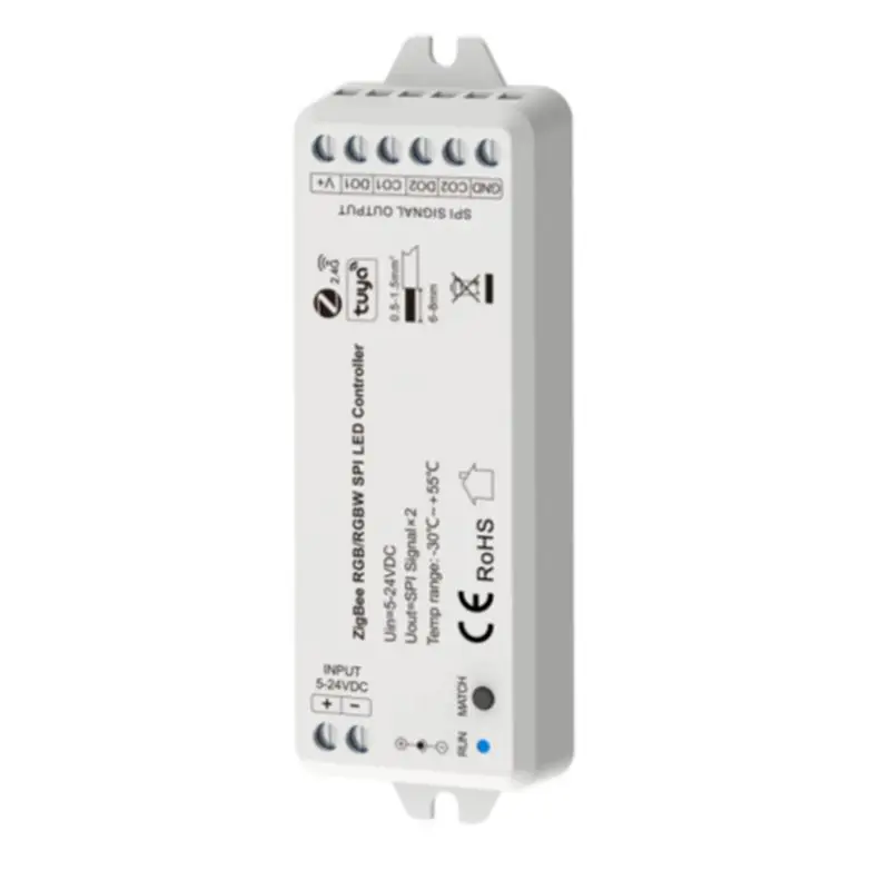 AEE4-5V-24V Tuya Zigbee Wifi APP SPI LED Controller WZ-SPI Control 1000Pixel Led For WS2811 2812B SK6812 RGB/RGBW Strip Lamp