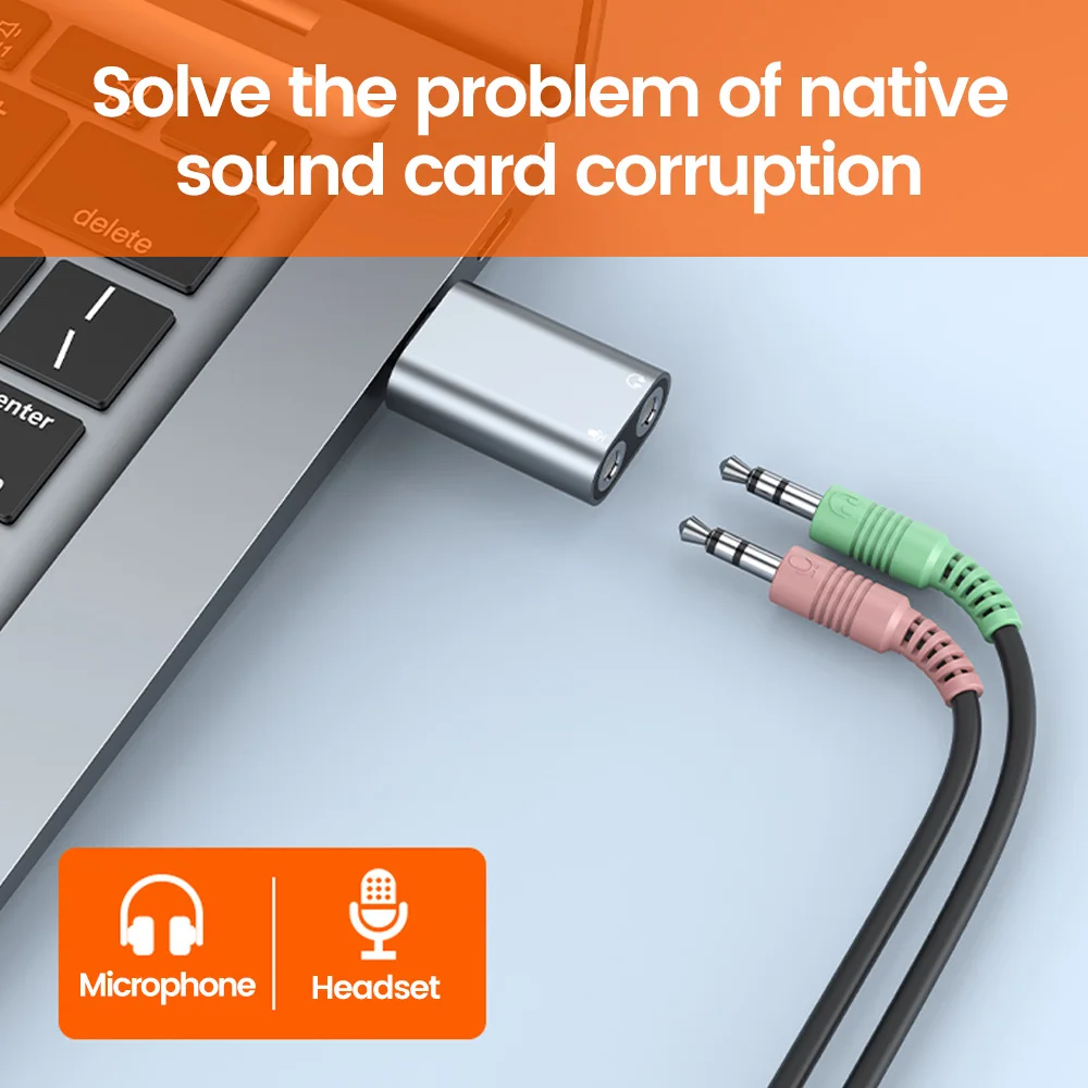 Elough Type C To 3.5mm External Sound Card Adapter USB C 3.5mm Audio Converter Suitable for Phone laptop headphone microphone