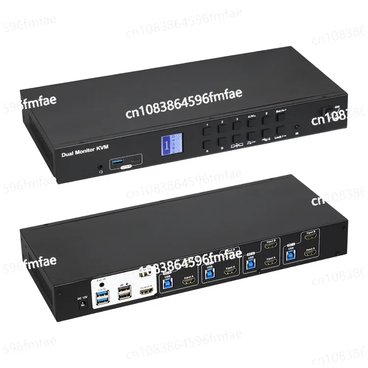 4-port Dual Monitor KVM Switch Kit 60Hz with USB 3.0 Expansion Emulator 4x2 Video Switch