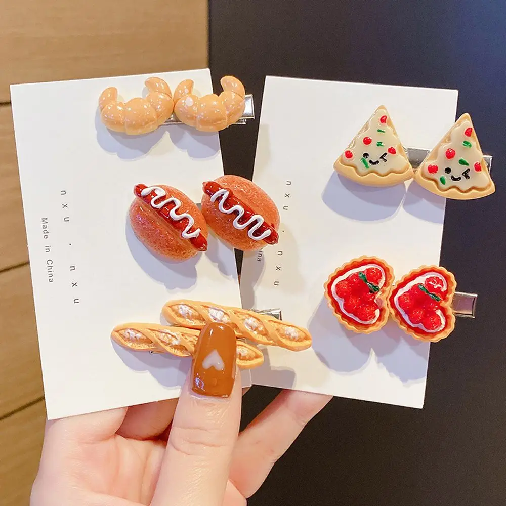 DIY Novelty Cute Egg Tart Hair Side Duckbill Clips Creative Simulated Food BB Hairpins Kids Girls Hairpins Jewelry