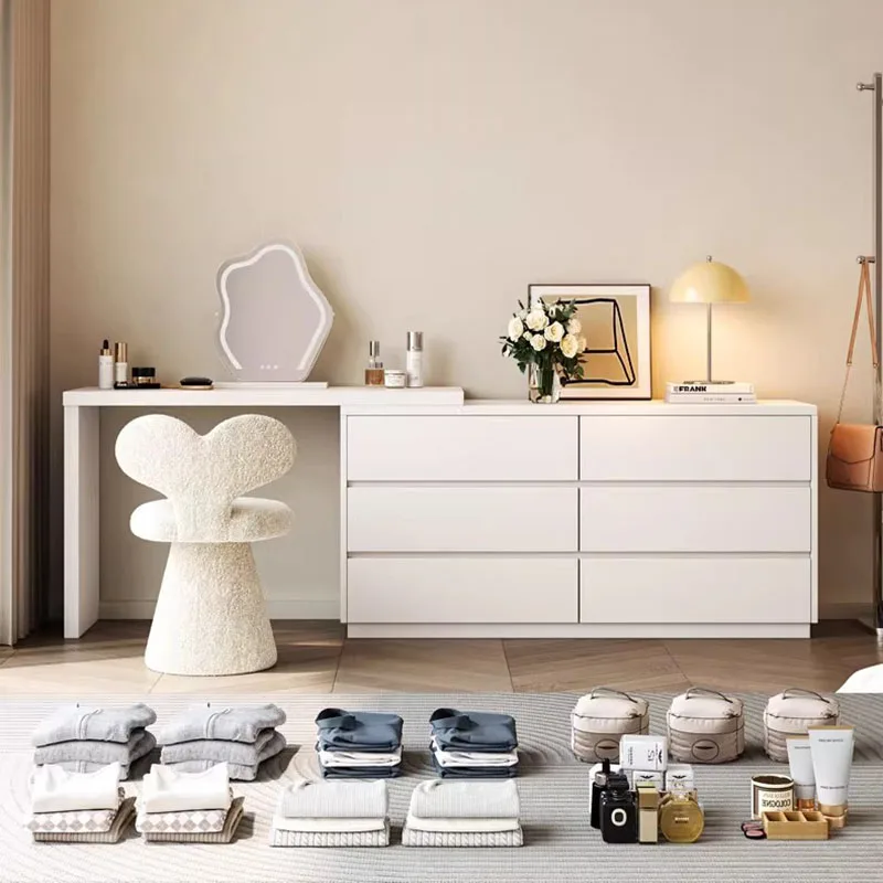 

White Mirror Vanity Table Bedroom Makeup Drawers Storage Mobile Luxury Women Dressing Table Organizer Vestidores Home Furniture