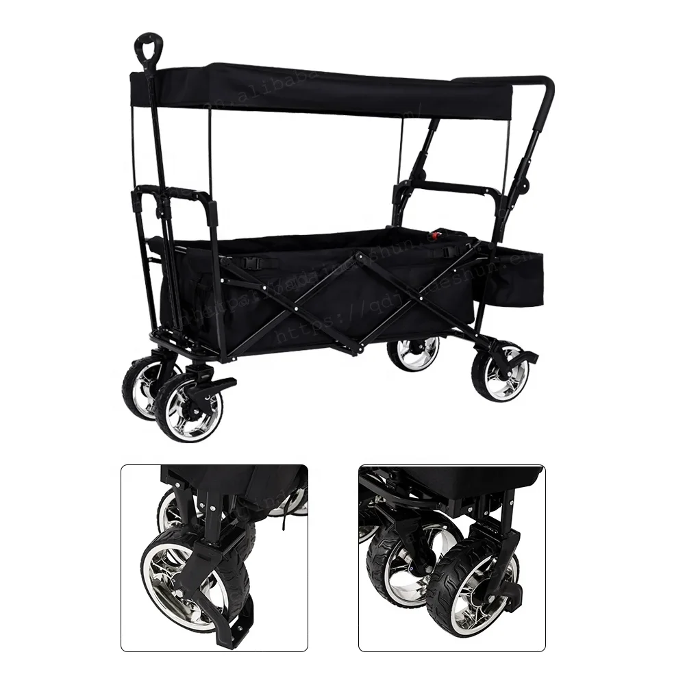 Camping Folding Trolley Outdoor Picnic Camping Cart Shopping Folding Portable Pull Rod Puller Trailer