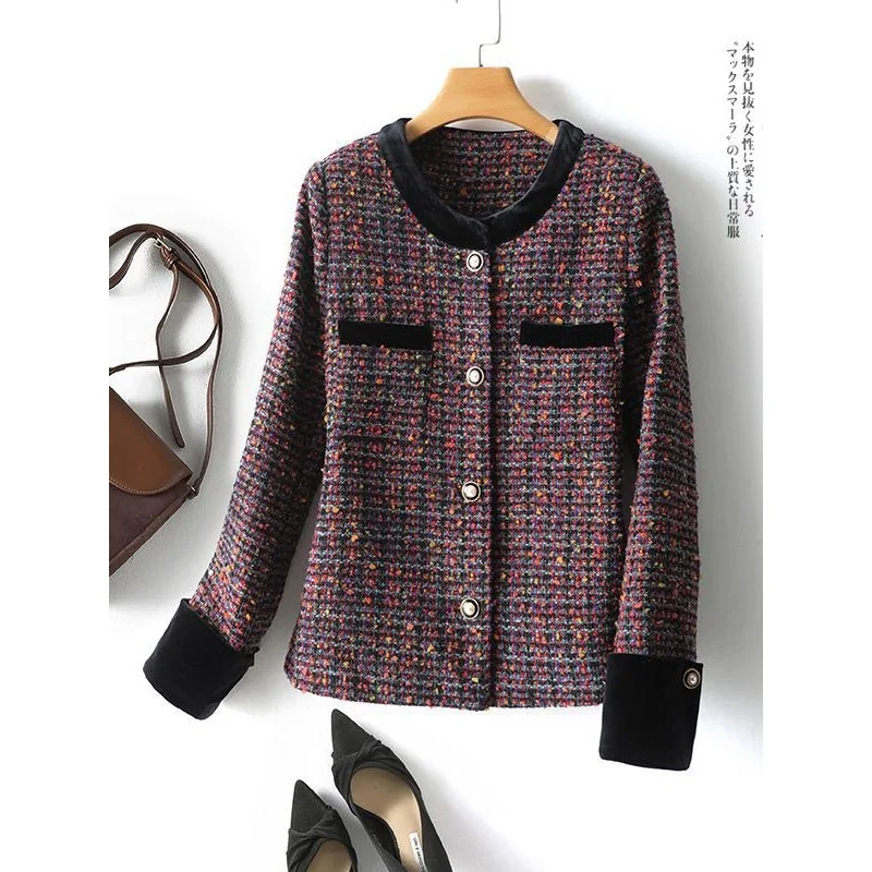 Women's spliced tweed jacket 2025 new spring/autumn small fragrance style top single breasted jacket