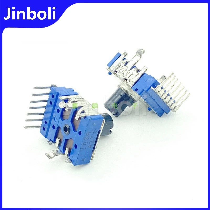 1PCS RK14 Type A10K Single Row 7Pins Dual Power Amplifier Tuning Tone Volume Potentiometer A103 D Shaft Length 8mm