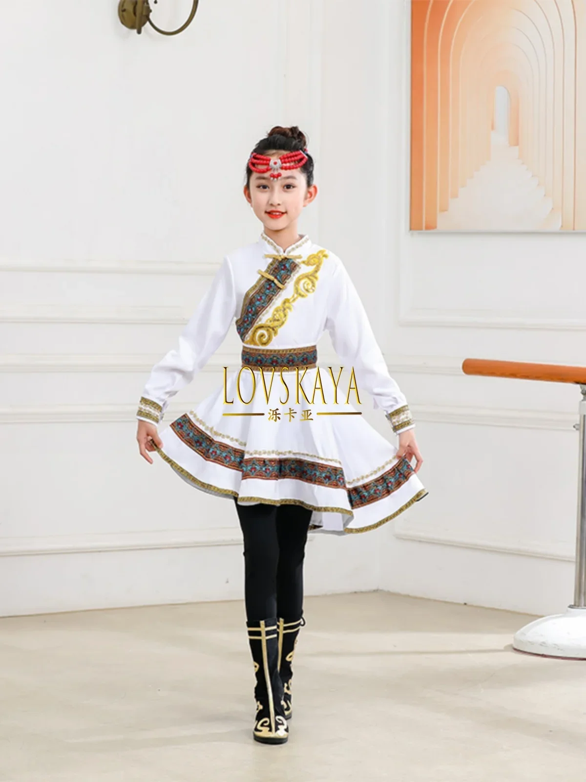 New Mongolian Dance Performance Clothing Minority Grassland Chopsticks Dance Mongolian Robe Girl