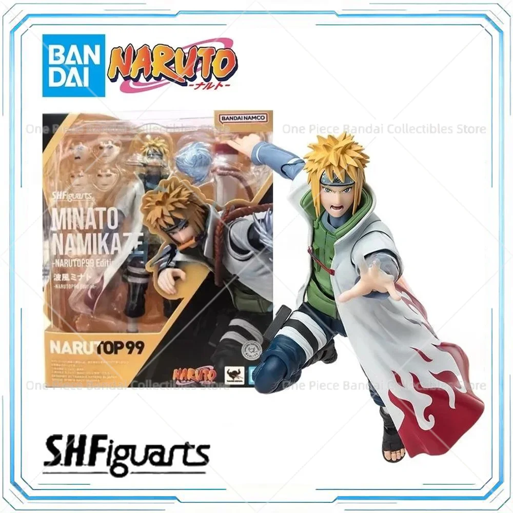In Stock Bandai SHF Naruto MINATO NAMIKAZE  Model Kit Anime Action Fighter Finished Model Original Box Toy Gift for kid