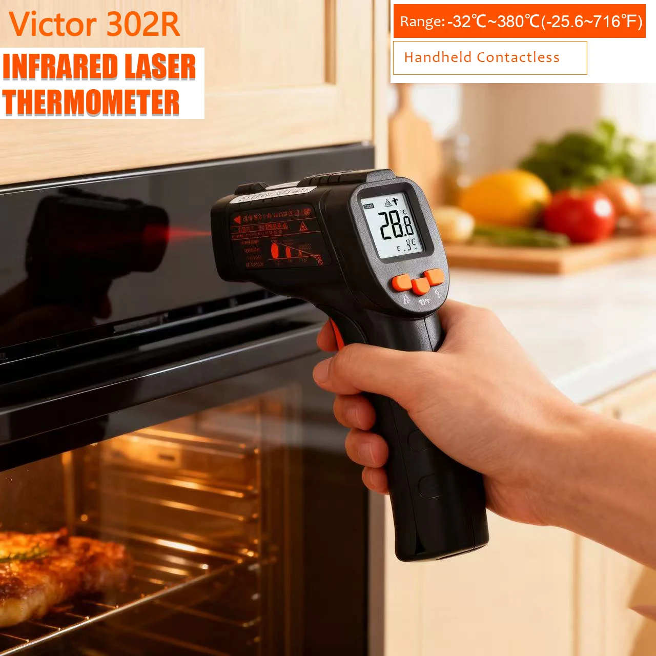 

infrared Thermometer Range -32C~380C(-25.6~716°F) Handheld contactless IR THERMOMETER NEW302R