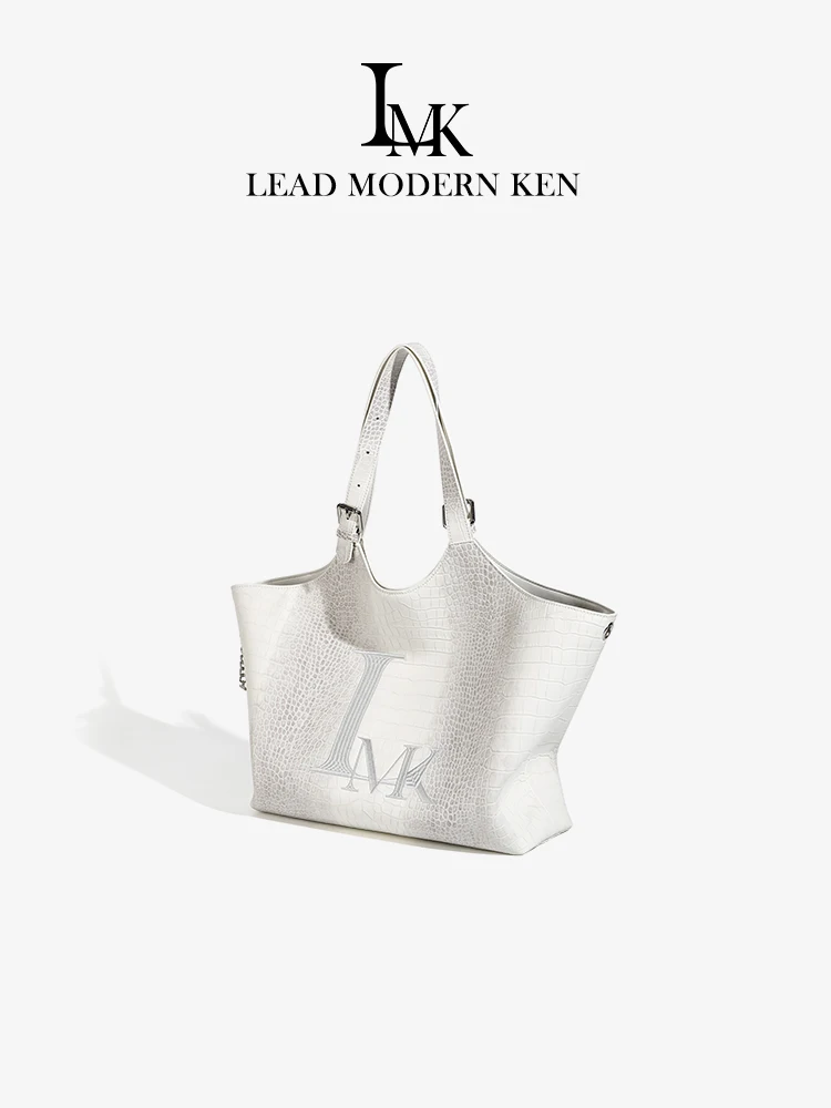 

LMK tote bag, large-capacity leather handbag, class commuter computer bag, women's shoulder bag.
