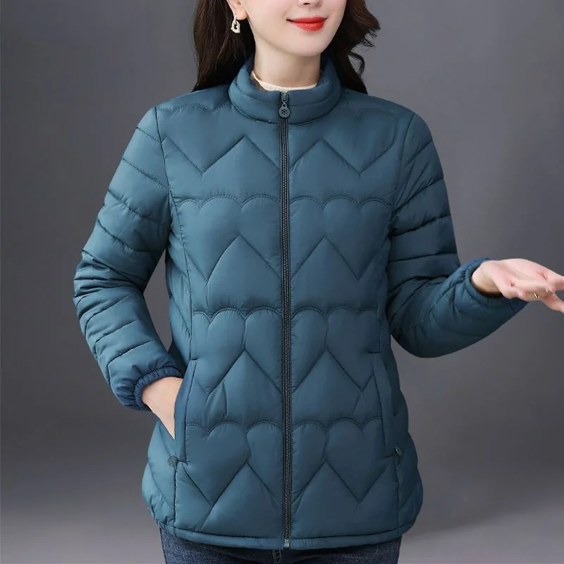 

Autumn Winter Women Warm Parkas Big Size Solid Down Cotton Thicken Slim Versatile Fashion Casual Stand Collar Long Sleeve Jacket