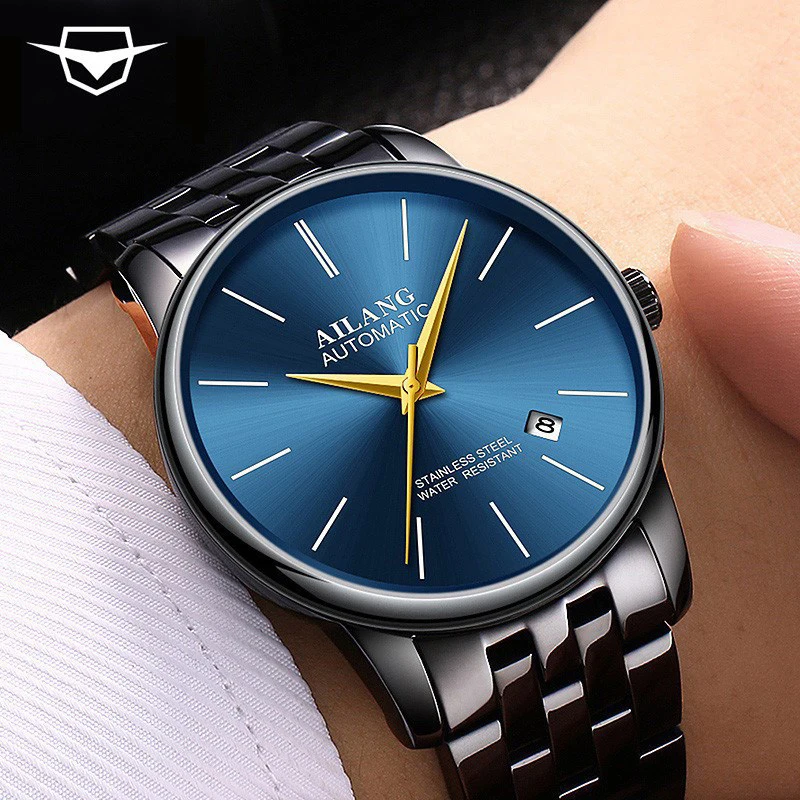 

AILANG Top Brand Automatic Mechanical Watch Luxury Sapphire Mirror Fashion Men Watch Simple Calendar 30M Waterproof Clock Reloj