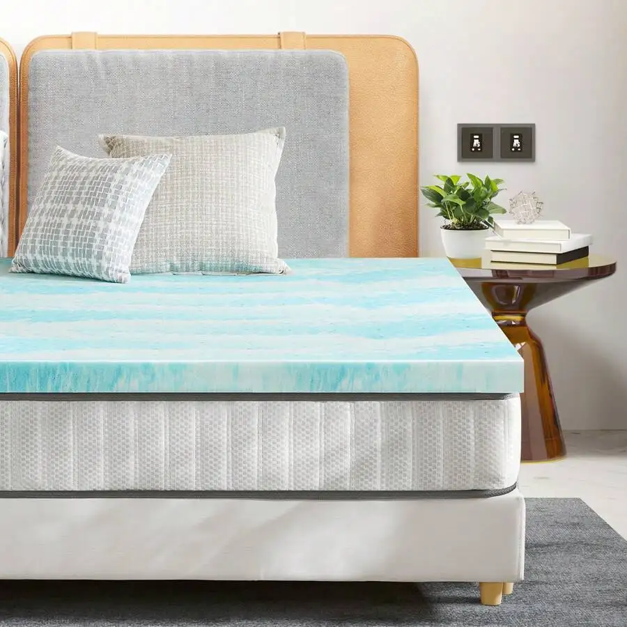 Memory Foam Mattress Topper 2 Inch Thick Gel Infused Cooling Toppers Bed Pad, CertiPUR US Certified, Ventilated And Breathable For Sleeper Sofa