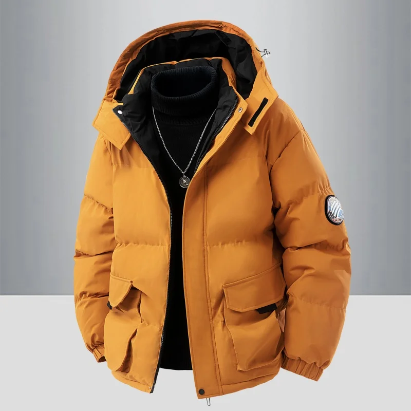 Nuevo abrigo de invierno para hombre, chaqueta acolchada de algodón con forro polar grueso con capucha, ropa de trabajo para montañismo al aire libre, ropa de abrigo deportiva cálida