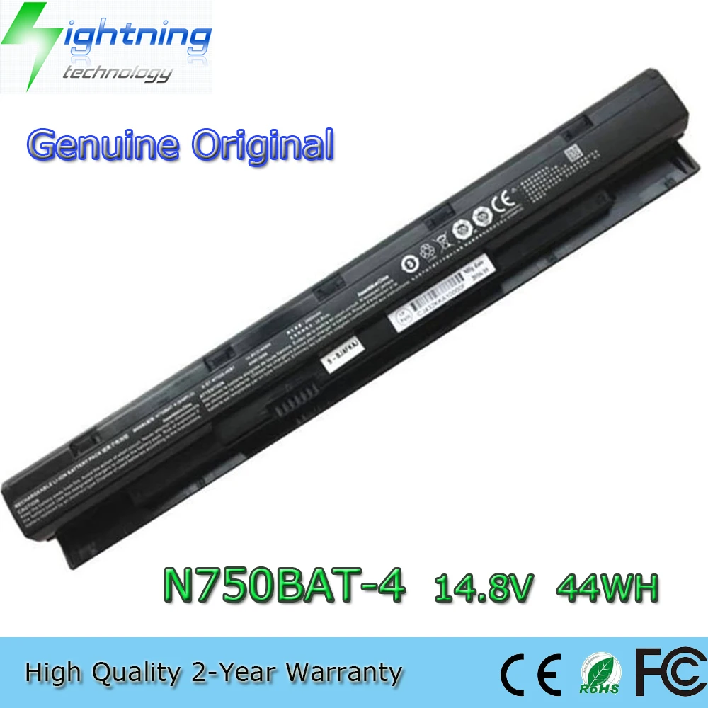 New Genuine Original N750BAT-4 14.8V 44Wh Laptop Battery for Clevo N750WU N750HU N770GU 4ICR19/66