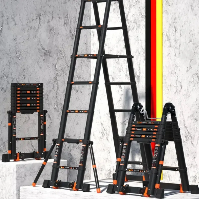 Folding Aluminum Ladders Home Thickened Telescopic Step Ladders with Hook Kitchen Furniture Indoor Engineering Folding Ladder