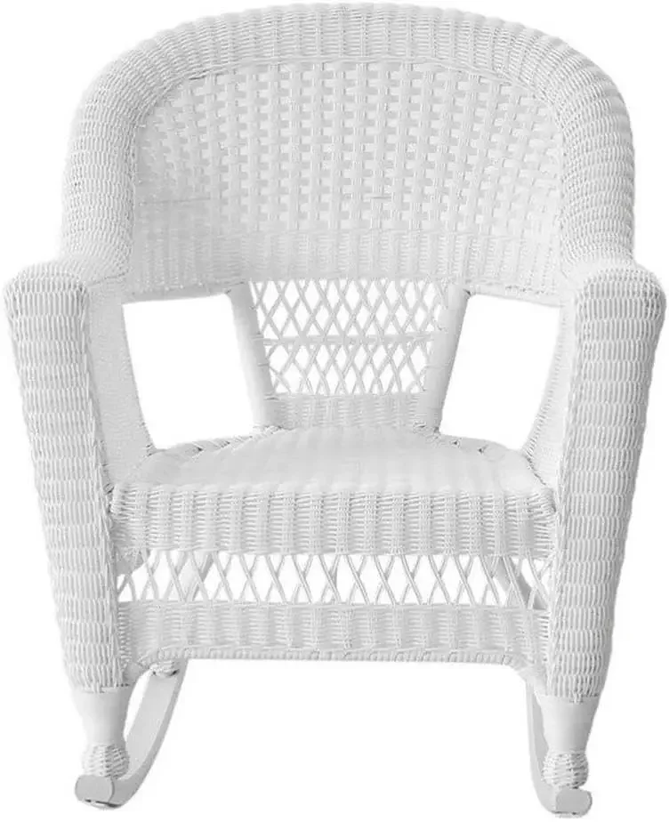 Set of 2 Wicker Rocker Chairs, White All weather resin wicker Steel frame for extra durability Hose off and wipe clean