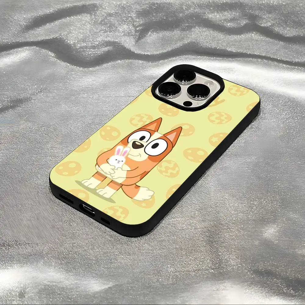 MINISO-B-Bluey Bandit-Chilli جراب هاتف آيفون 16 15 12 11 plus 7 8 max 6 6s mini X XR XS متجمد حفرة كبيرة جراب هاتف