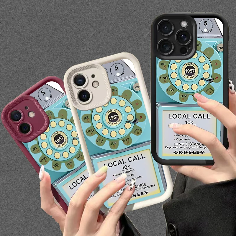 

Retro phone booth retro soft shell is suitable for iPhone16Pro Max 16 11 15 14 13 12 PLUS fashion items for teenagers and girls.