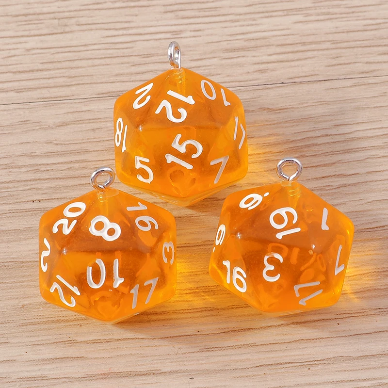 Tusember 5 Stück bunte Acryl-Würfel-Anhänger für DIY-Ohrringe, Halsketten, Schlüsselanhänger, Harz, DND RPG, Spiele, Würfel-Charms, Zubehör – Detail 4