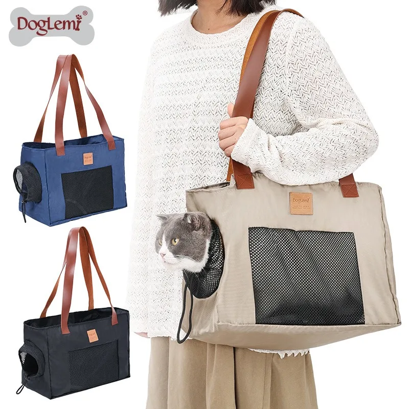 

DogLemi Polyester Pet Carrier Bag Breathable Dog Cat Shoulder Bag with Side Window Lightweight Outdoor Travel Accessory