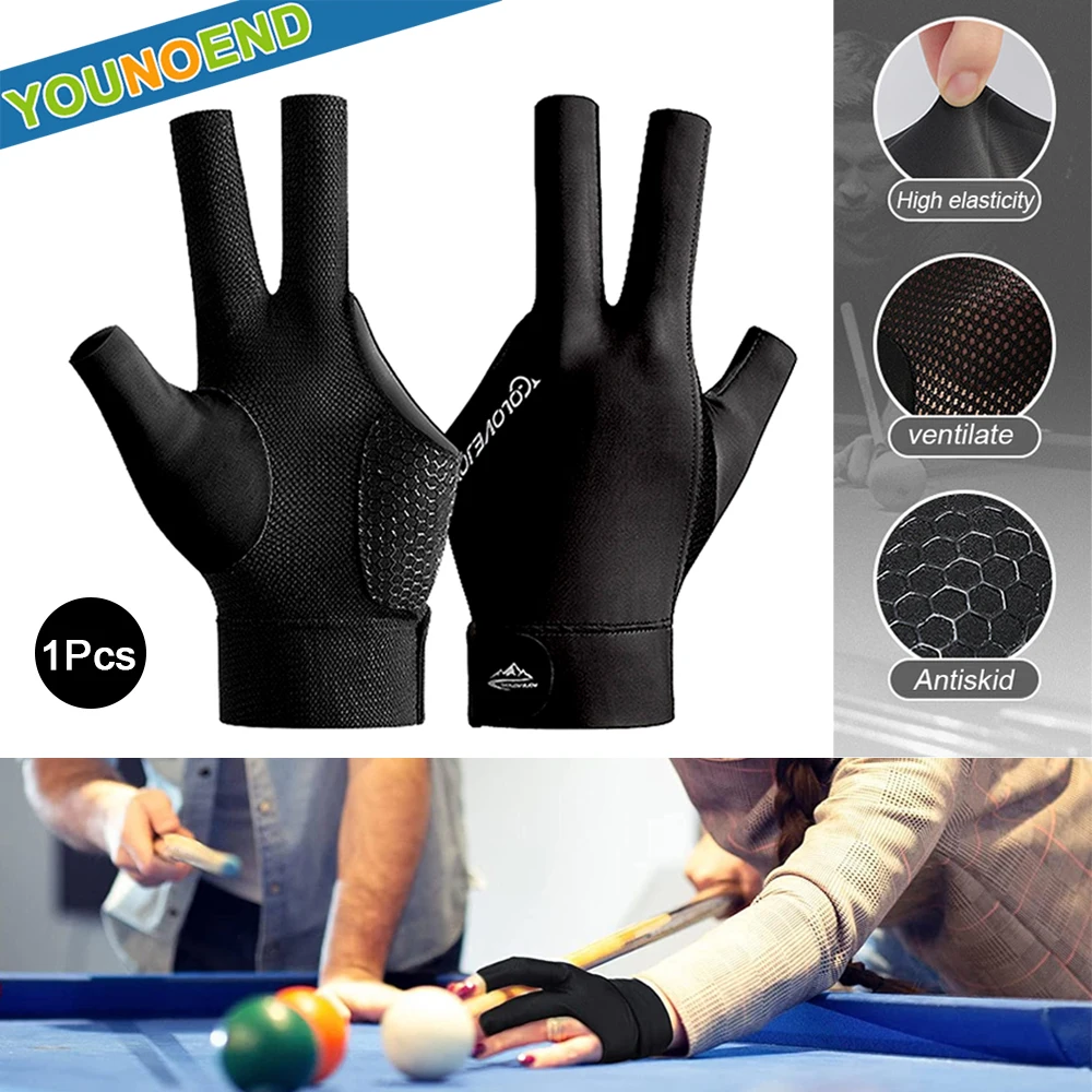 1PCS 3 Fingers Billiard Gloves Pool Snooker Glove for Men Women Fits Left Right Hand Billiard Shooters Snooker Gloves