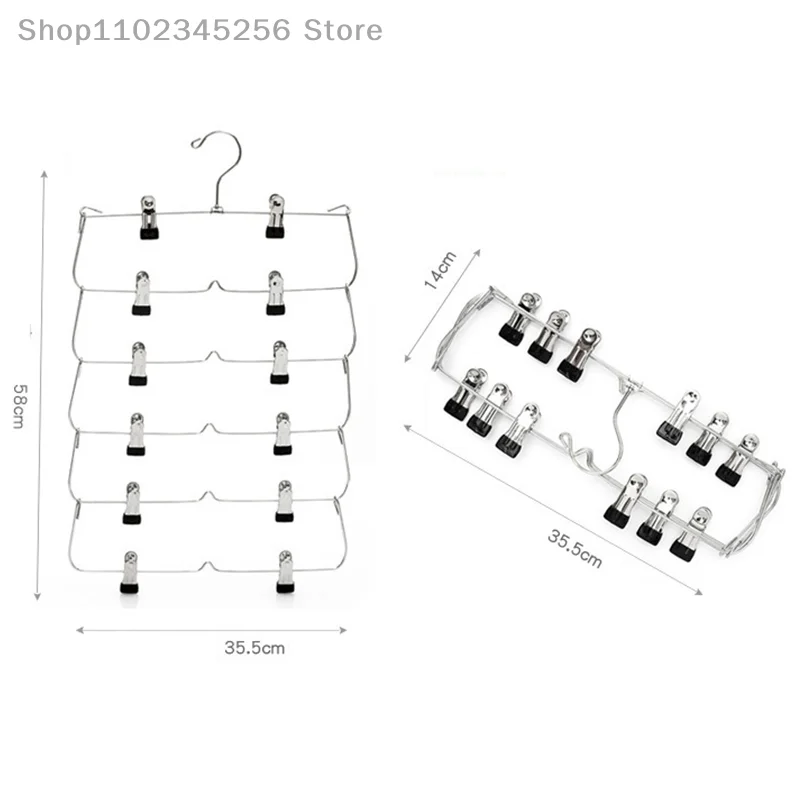 

Металлическая Вешалка для юбки, 4/6 уровней, вешалки для юбки, брюк, шортов с регулируемыми зажимами, компактная Нескользящая стойка для хранения одежды с 12 зажимами