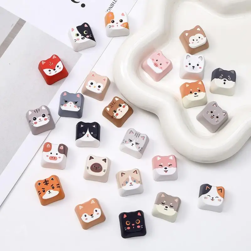 Cute Animal Themed Keycaps 5/10PCS Kawaii Custom Replaceable Parts for Mechanical Keyboard Home Decor