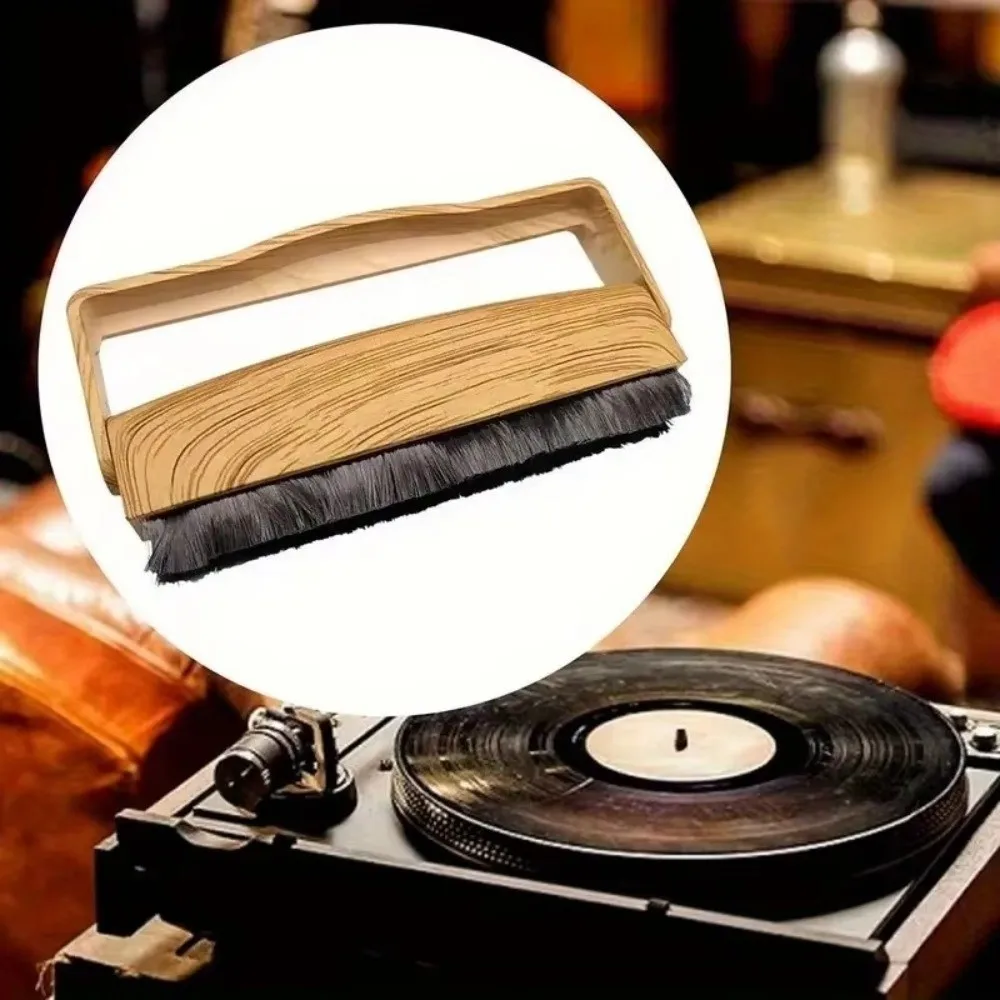 Anti Static Vinyl Record Cleaning Brush Wooden Handle Carbon Fiber Bristle Record Player Cleaning Brush Lightweight