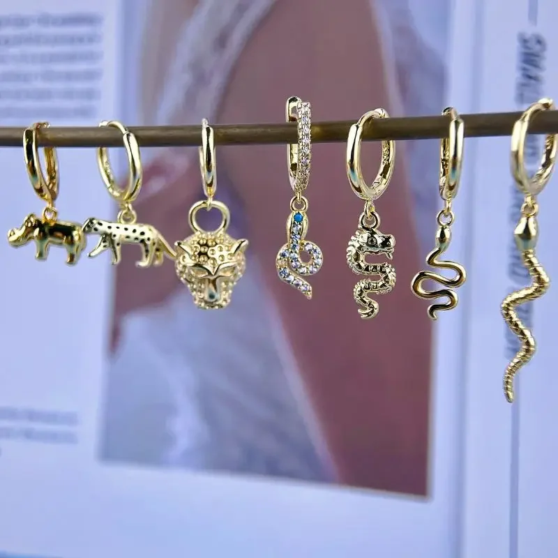 女性用925スターリングシルバーフープピアス、動物の耳の針、蝶、象、シェルペンダント、ファッションジュエリーアクセサリー
