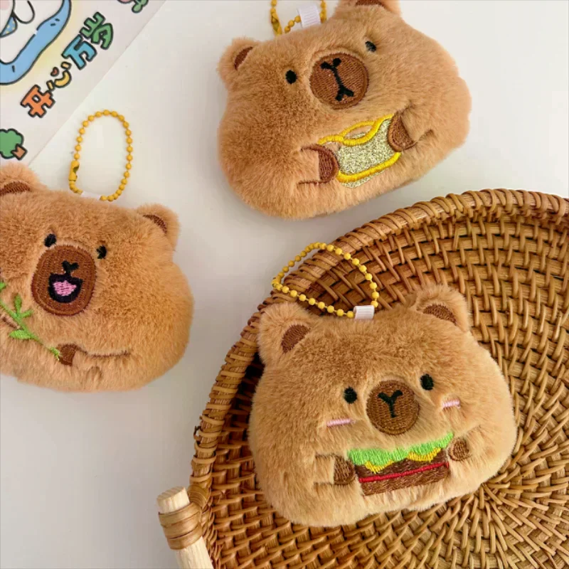 Cute Creative Squeaky Capybara Plush Doll Stuffed Toy Keychain Pendant Bag Hang Ornament Girly Backpack Charm Kids Birthday Gift