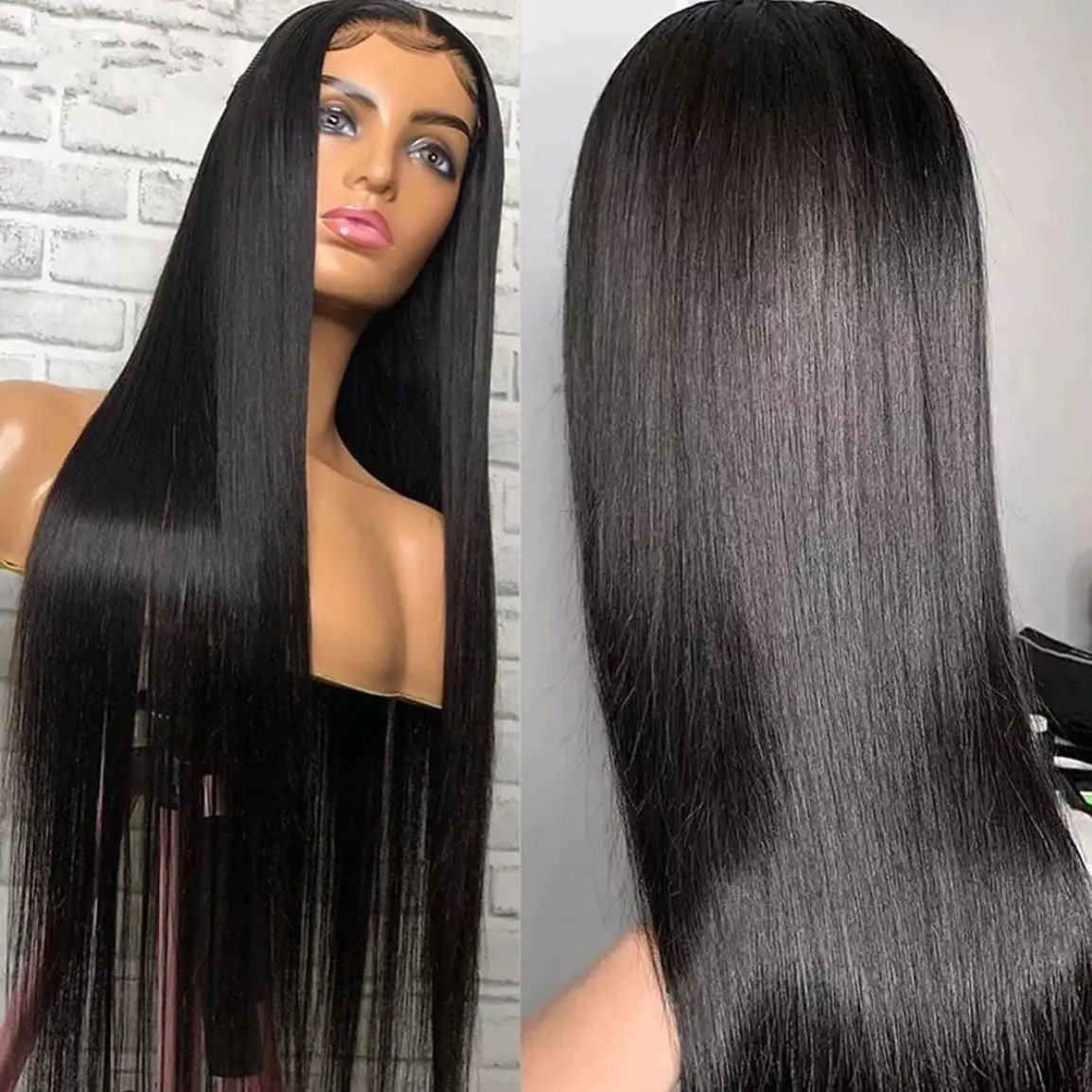 Bone Straight Lace Frontal Human Hair Wigs Malaysian 180 Density 4x4 5x5 Transparent Lace Closure Natural Black Wig for Women