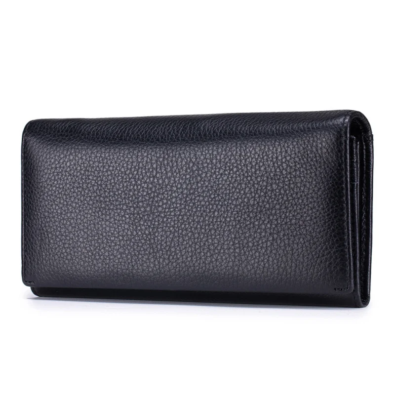 Western Cowhide Leather Long Large Capacity Clip Women Wallet Multi-functional Phone bag Purse for Ladies