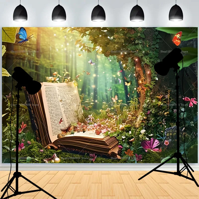 Castle Turret Ivy Cloud Wildflower Firefly Photography Background Enchanted Tree Rainbow Arch Brook Photo Studio Backdrops CT-06