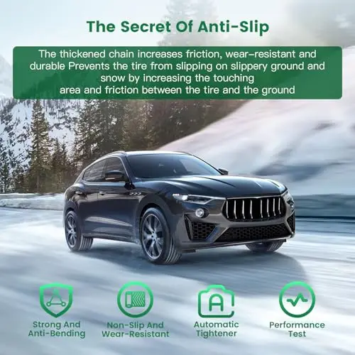 

2-Pack Durable Anti-Slip Snow Chains For Car Tires – Compatible With 265/70-16 To 315/35-20 Sizes