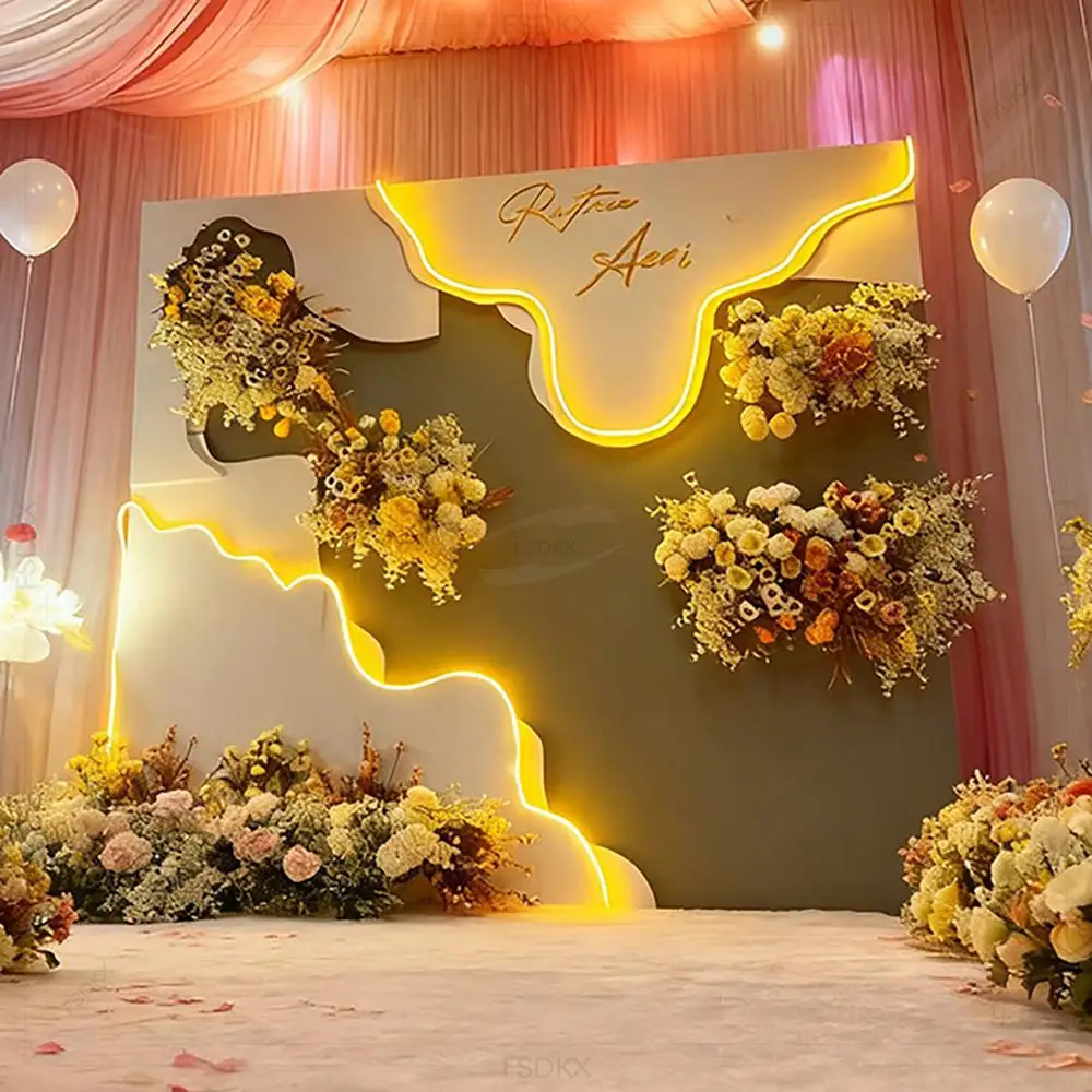 

FSDKX Stunning Design Pvc Wedding Backdrops Square Light Backdrop Decoration for Party Banquet Events