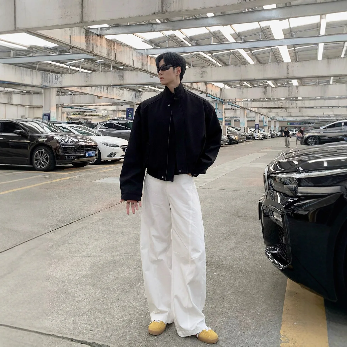 Korean Version Of Stand-up Collar Solid Color Short Bomber Jacket Men's Autumn Versatile Loose Jacket High Street Trend Top