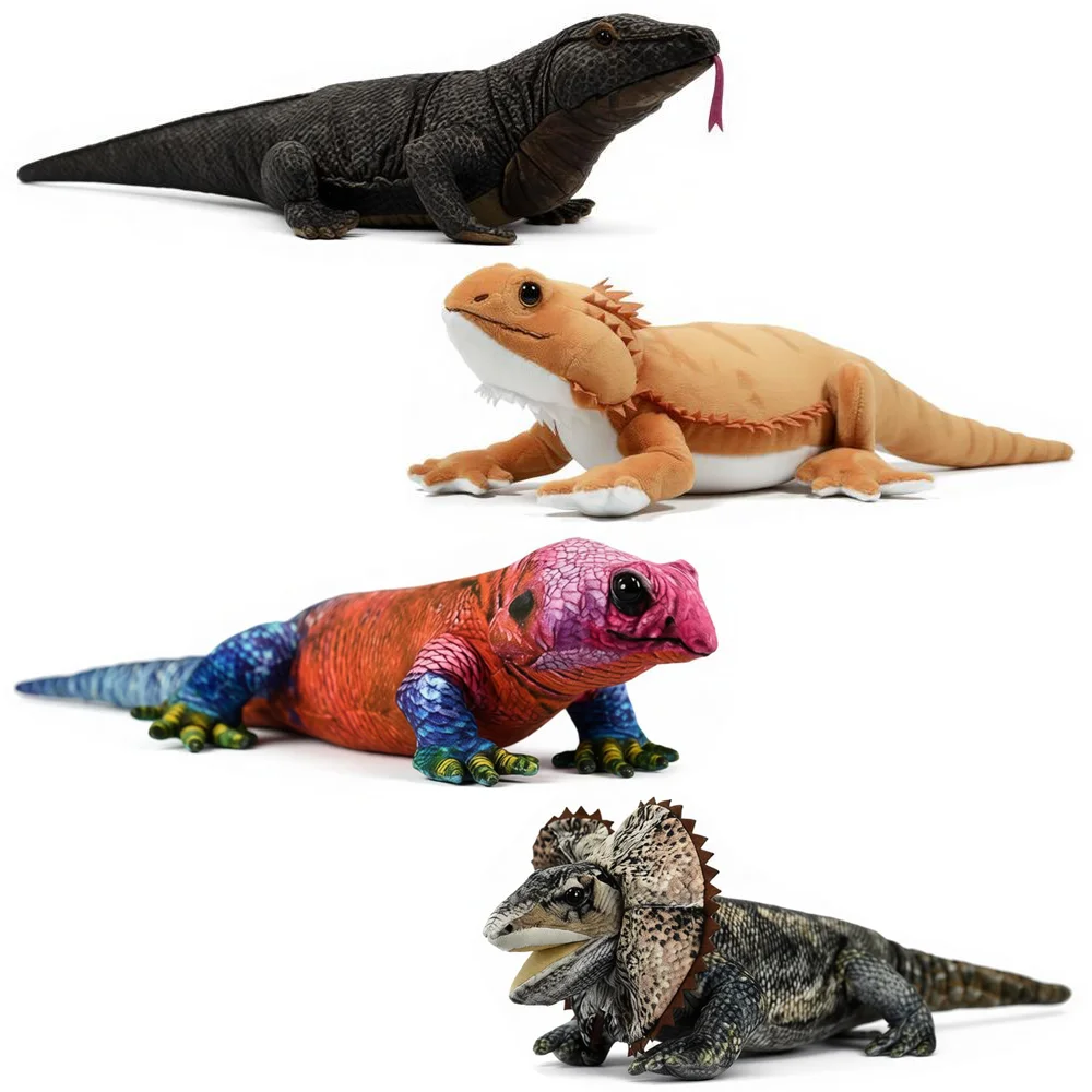 Lacerta, Lagarto de Paraguas, Lagarto de Komodo, Dragón Barbudo Central, Monitor, Modelo Animal Simulado, Juguete de Peluche, Muñeco de Peluche, Regalo para Amigos