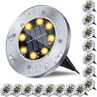 2-16Pack Solar Ground Lights Waterproof Outdoor Garden Light Stainless Steel in-Ground Landscape Lights for Pathway Deck Lawn