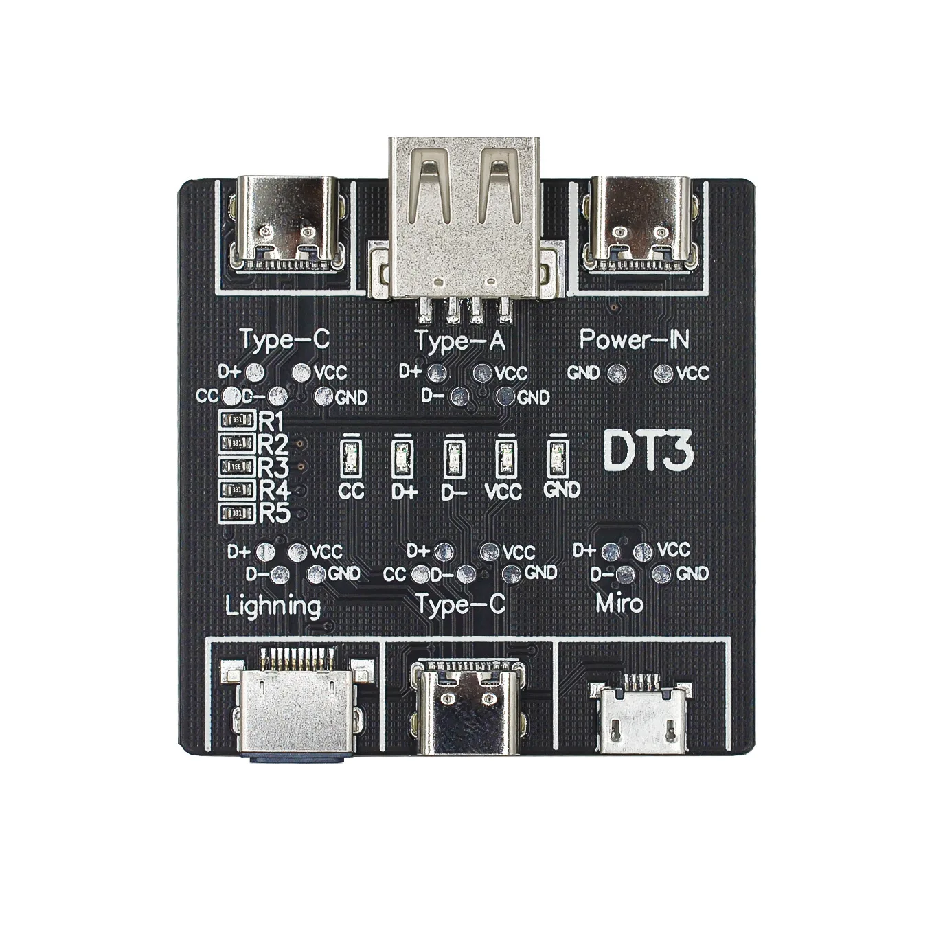 5pcs DT3 Cable Tester Fast Charging Cable Detector for iPhone Android Type C Data Line Abnormal Test